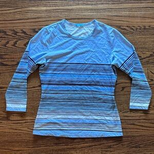 J. McLaughlin Catalina Stripe Signature Tee Stretch 3/4 Sleeve, Blue, Size S